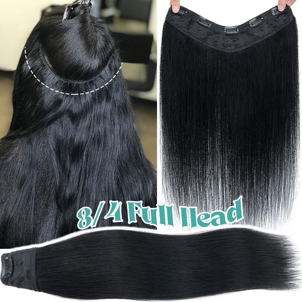 Thick V-Shape One Piece Clip In Highlight Remy Human Hair Extensions Full Head