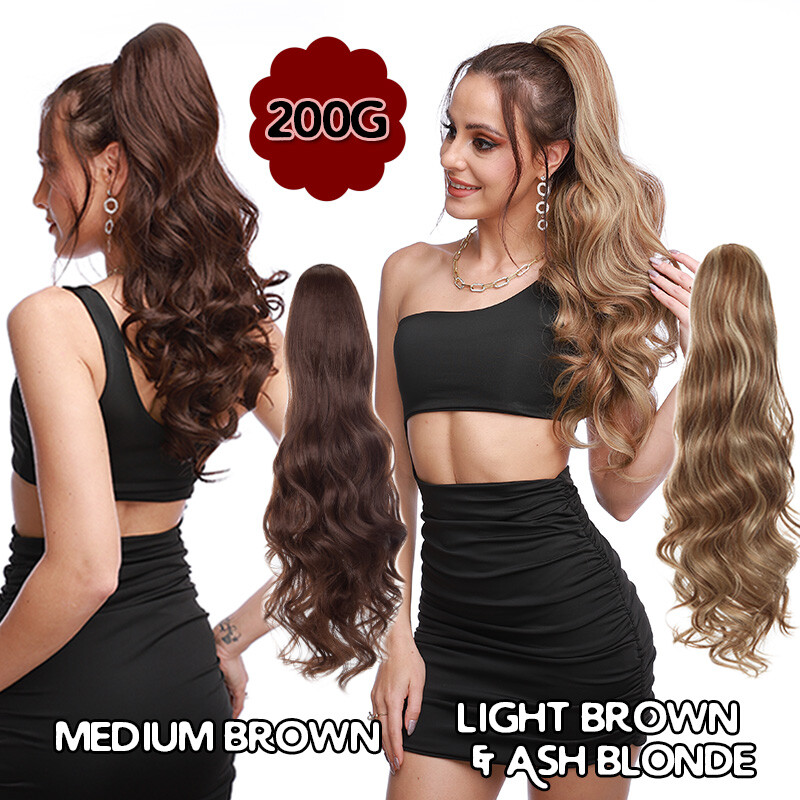 200g Real As Human Thick Drawstring Ponytail Clip In Hair Extension Pony Tail US