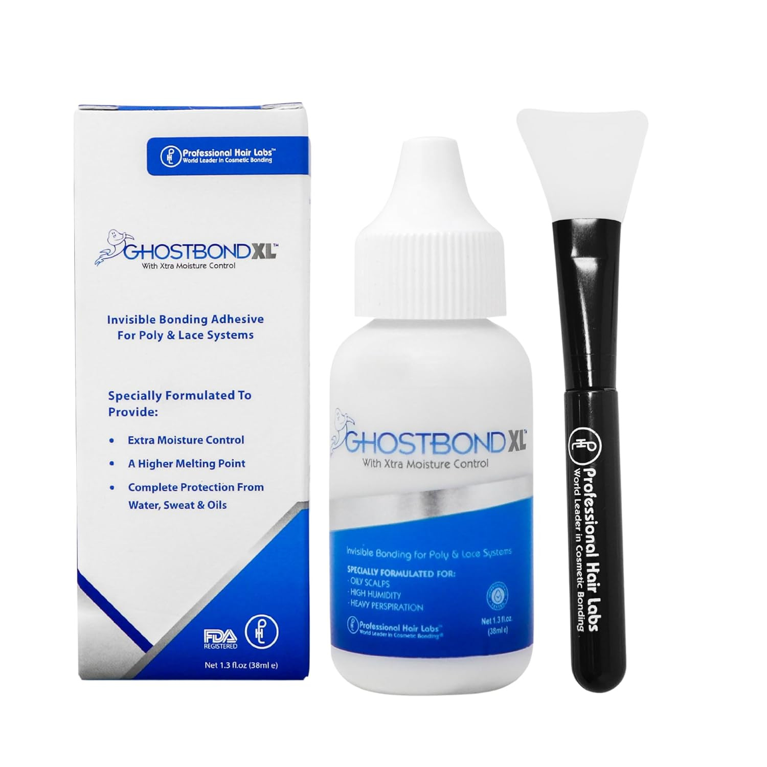GHOSTBOND XL Hair Replacement Adhesive 1.3Oz & Silicone Applicator – Invisible L