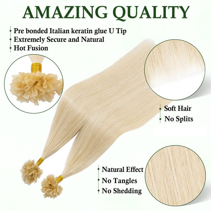 150g Full Head Thick Flat Nail U Tip Real Human Remy Hair Extensions Highlight
