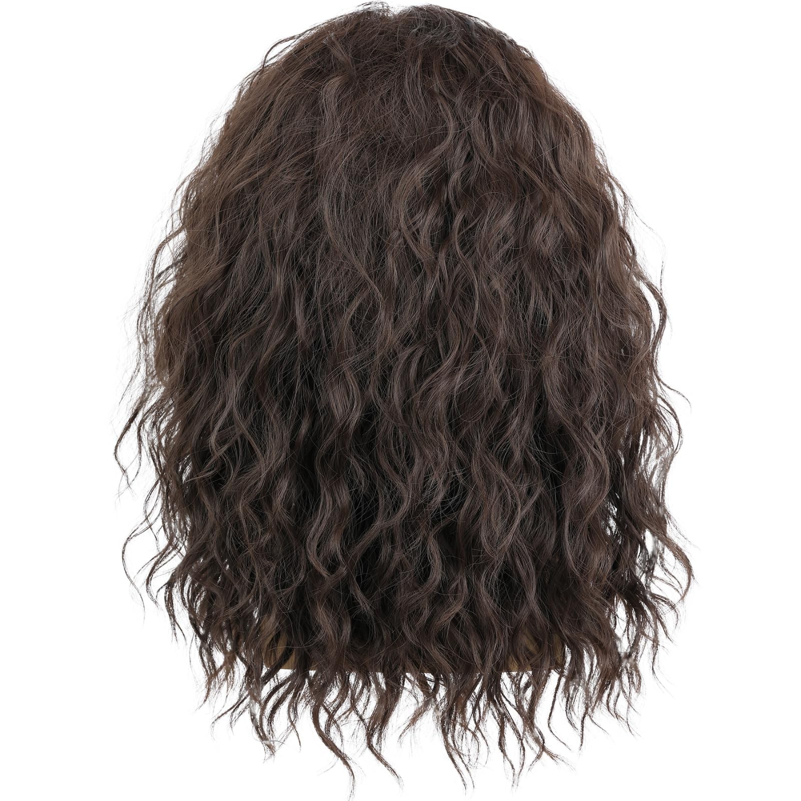 Mens Brown Wavy Wig – Medium Length Natural Look Middle Part Heat Resistant S…