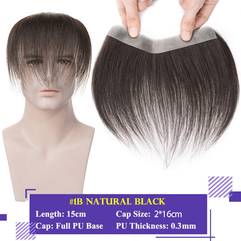 Men Toupee 100%Human Hair Replacement Frontal Receding Hairline Hairpiece Topper