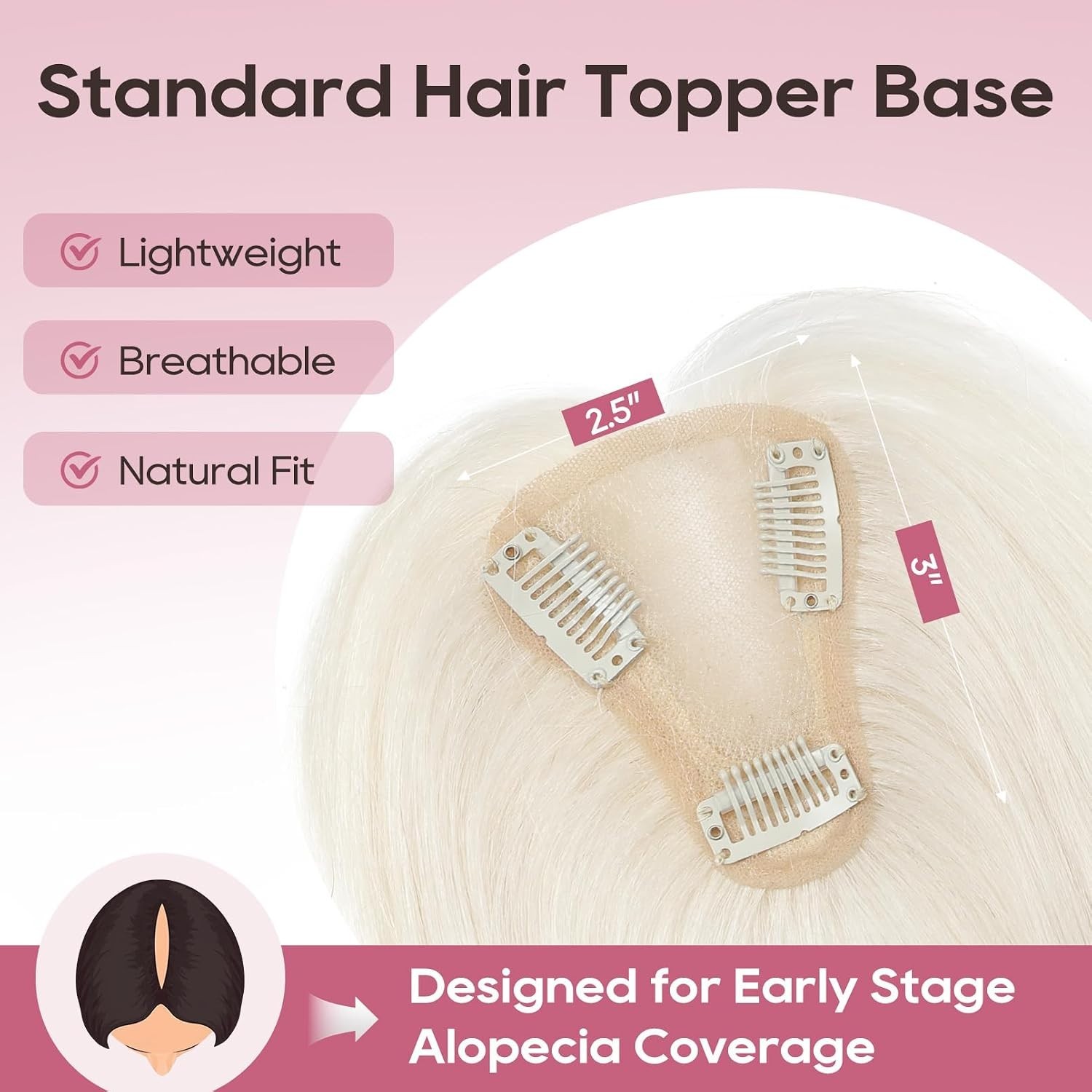 White Blonde 10in 100% Human Women Hair Topper