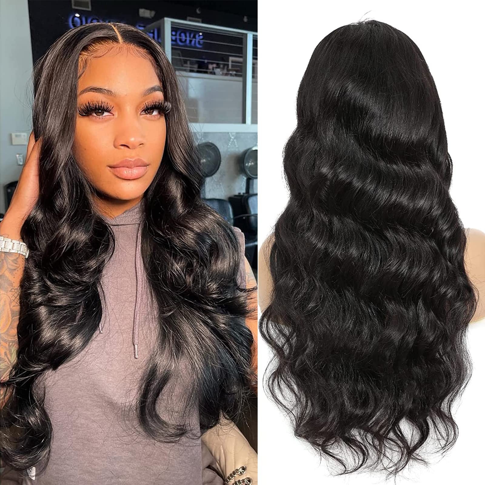 13×6 Body Wave Lace Front Wig – 180 Density HD Transparent Lace, Pre Plucked, 34
