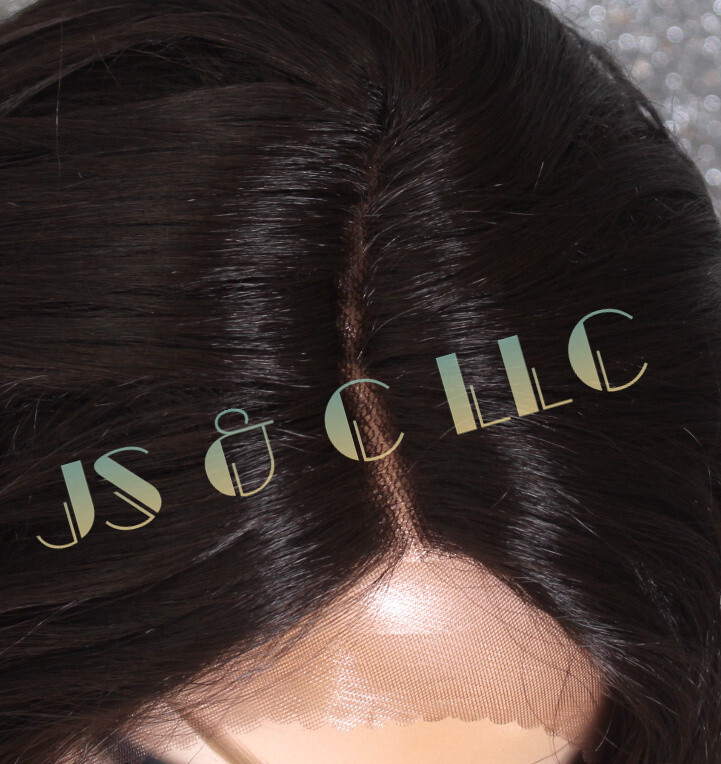 40″ Human Hair Blend Mono Top Full Lace Front Wig Dark Brown Heat OK WBPR 4