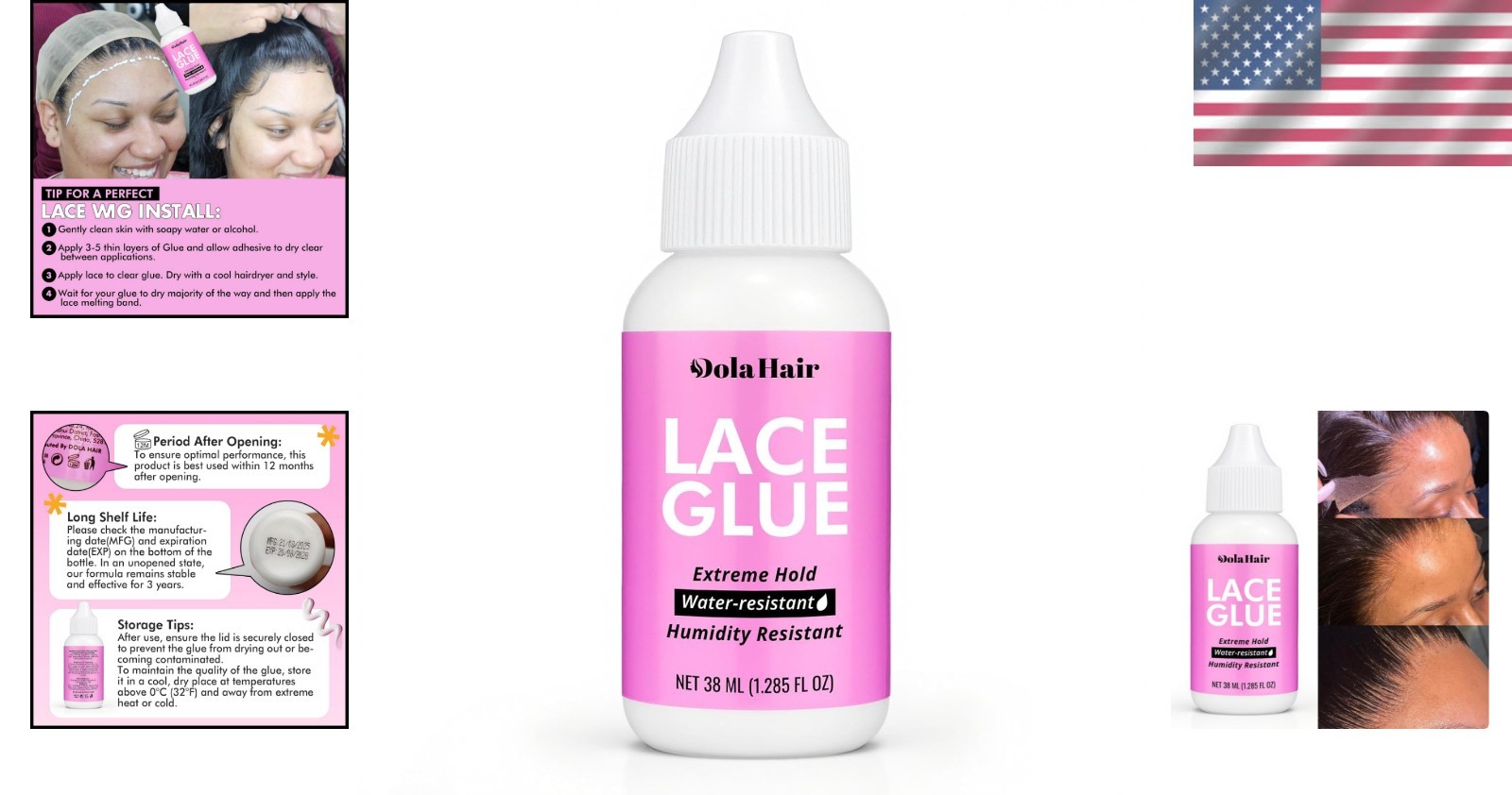 Extreme Hold Lace Glue for Wigs – 1.3oz Water-Resistant, Easy Application