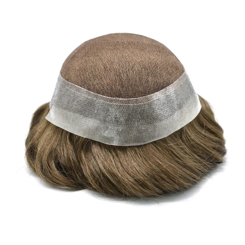 USMens Toupee French Lace Hairpiece Poly Pu Skin Around Hair System(Customized)