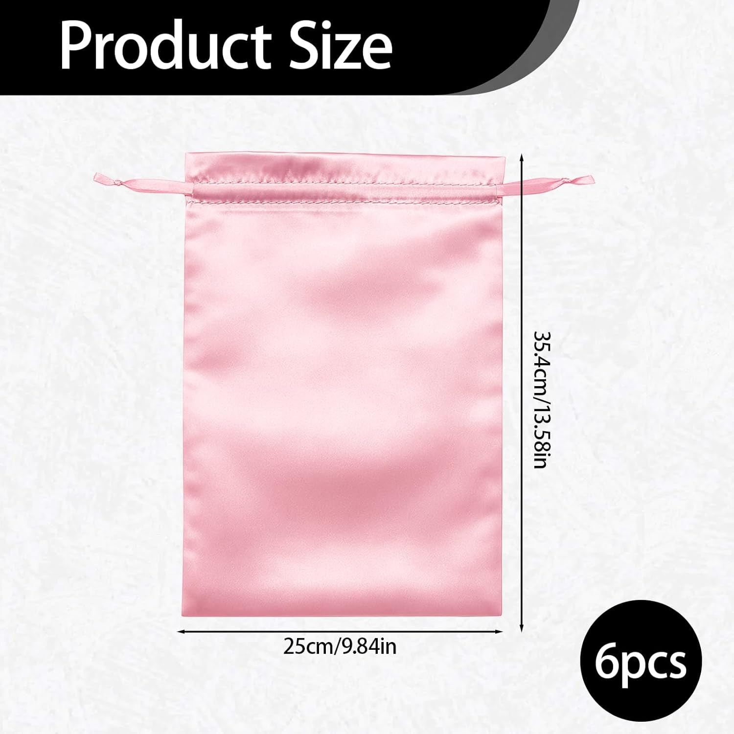 6Pcs Wig Storage Bags with Satin Drawstring Silk Bag for Packaging Wigs