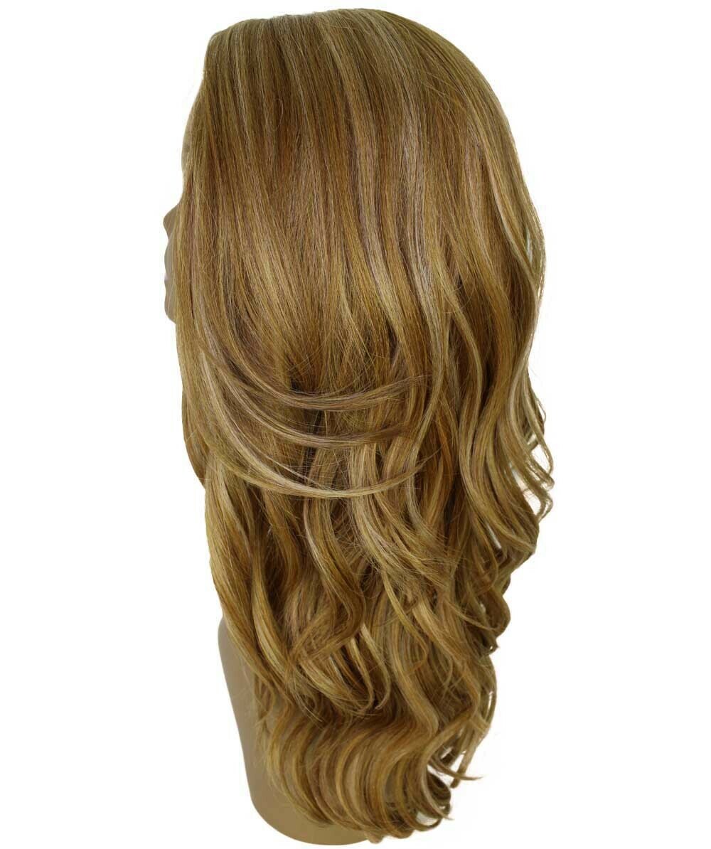 LUXLUXE Cleo Wavy Layered 21 in 4X4 Hand Tied Lace Front Wig, Blonde Blend