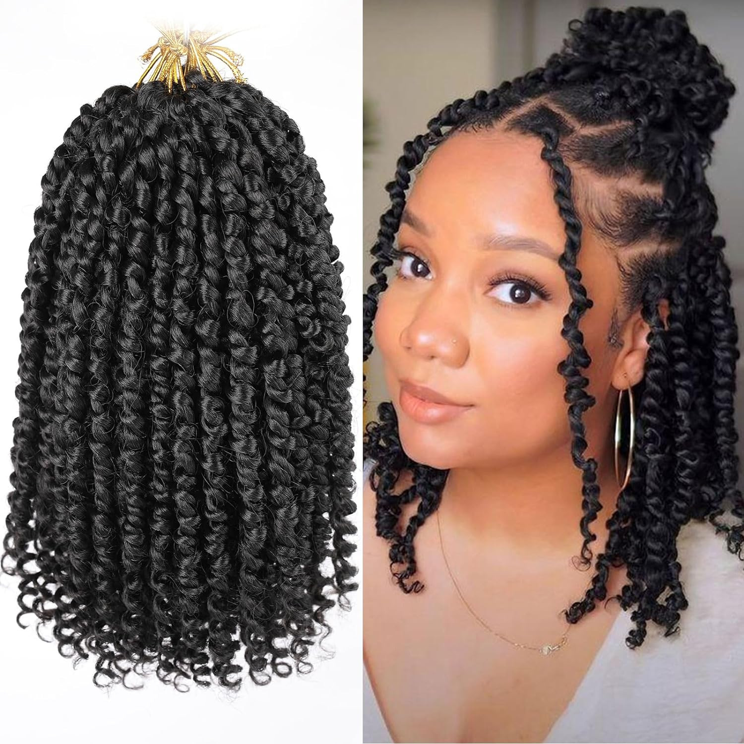 10 Inch 8 Packs Pret Wisted Passion Twist Crochet Hair Natural Black Pre-Looped