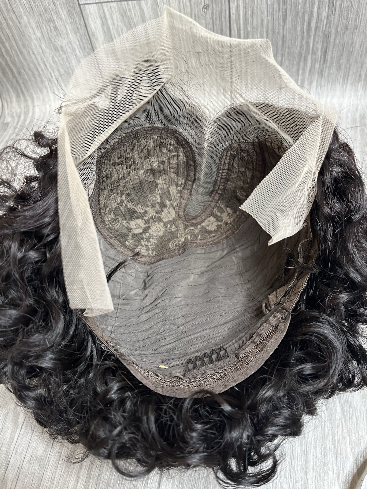Curly Human Hair wig 10 Inches Dark Brown 1B With Lace And Baby Hair C22