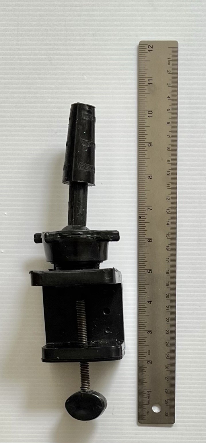 Vintage Hip-Swivel Wig Head Block Holder • Black Plastic • Table Mount Clamp