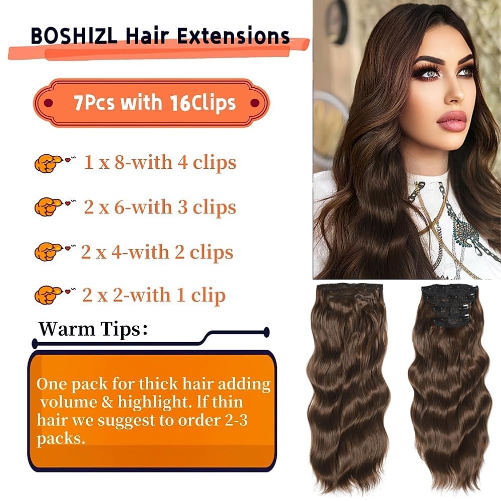 Seamless Clip-in Hair Extensions for Women – 7 Pieces, 140g Valentine’s Day ﻿…