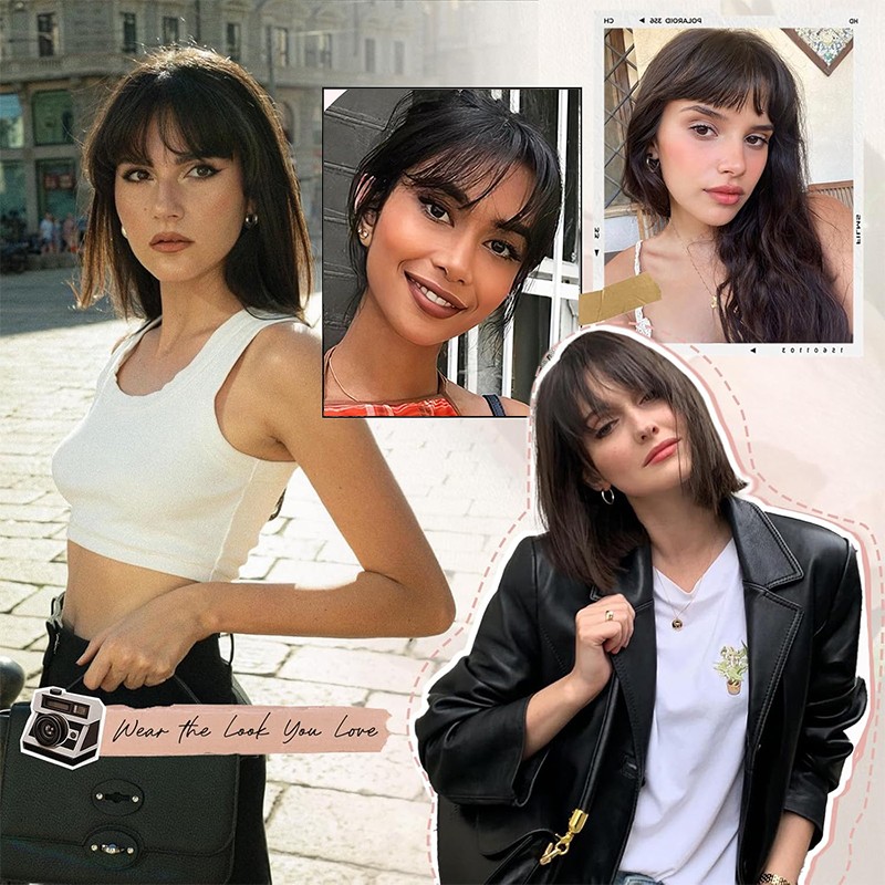 Clip In Fringe Topper Neat Bangs Hair Piece 100% Real Remy Human Hair Extensions