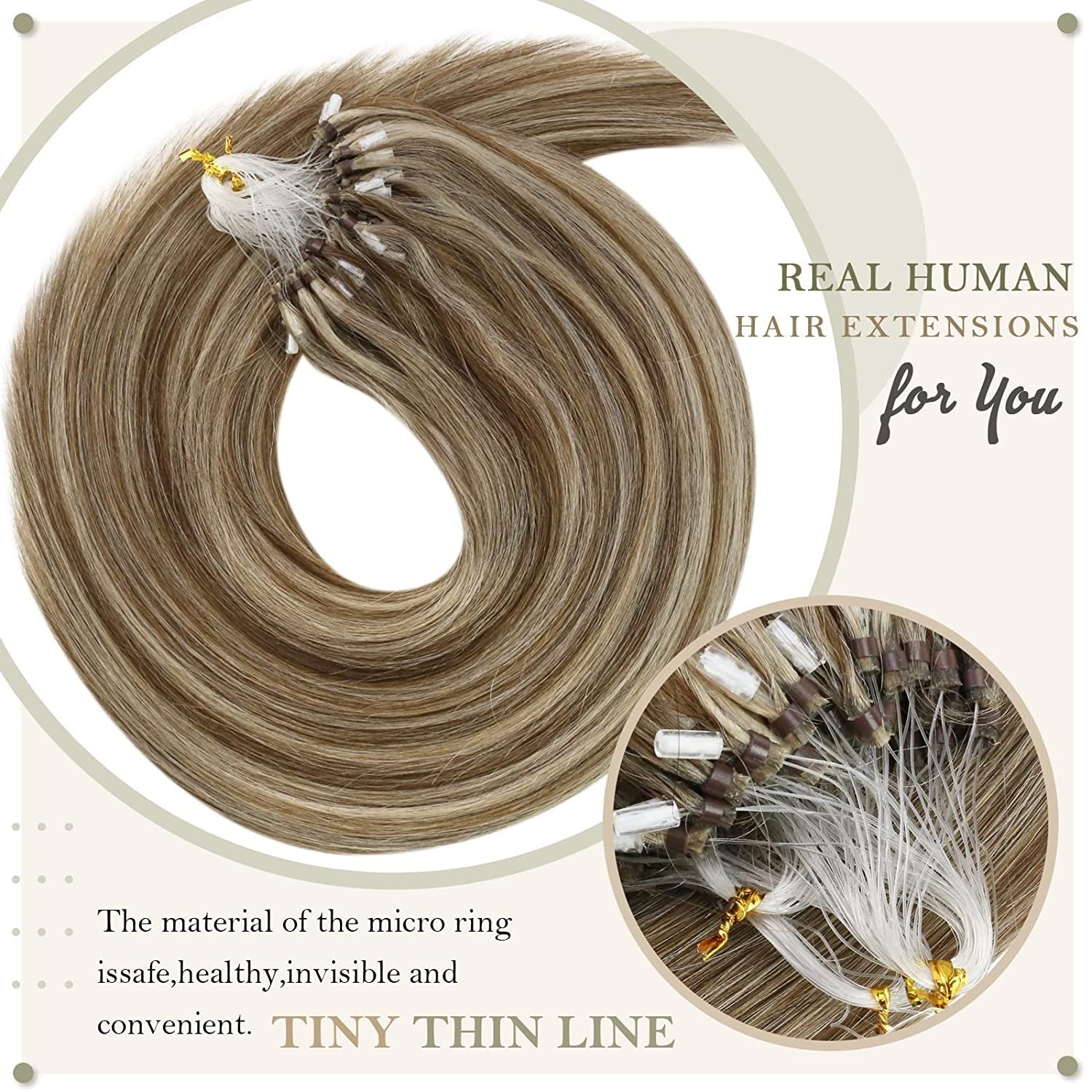 Micro Bead Hair Extensions Easy Loop Micro Links Human Hair Real Remy Straight