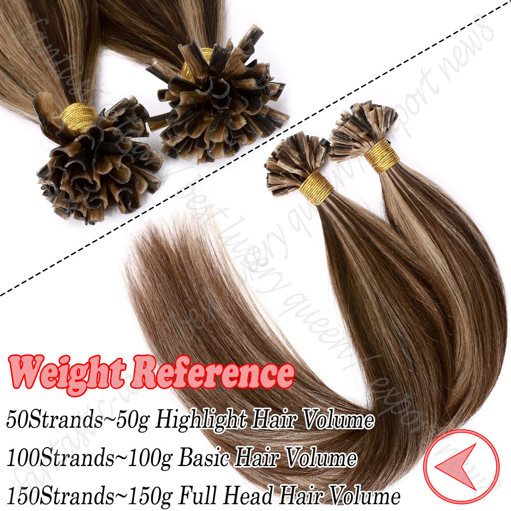 100G Thick U Tip Nail Tip Extensions Pre Bonded Keratin Human Hair Extensions US