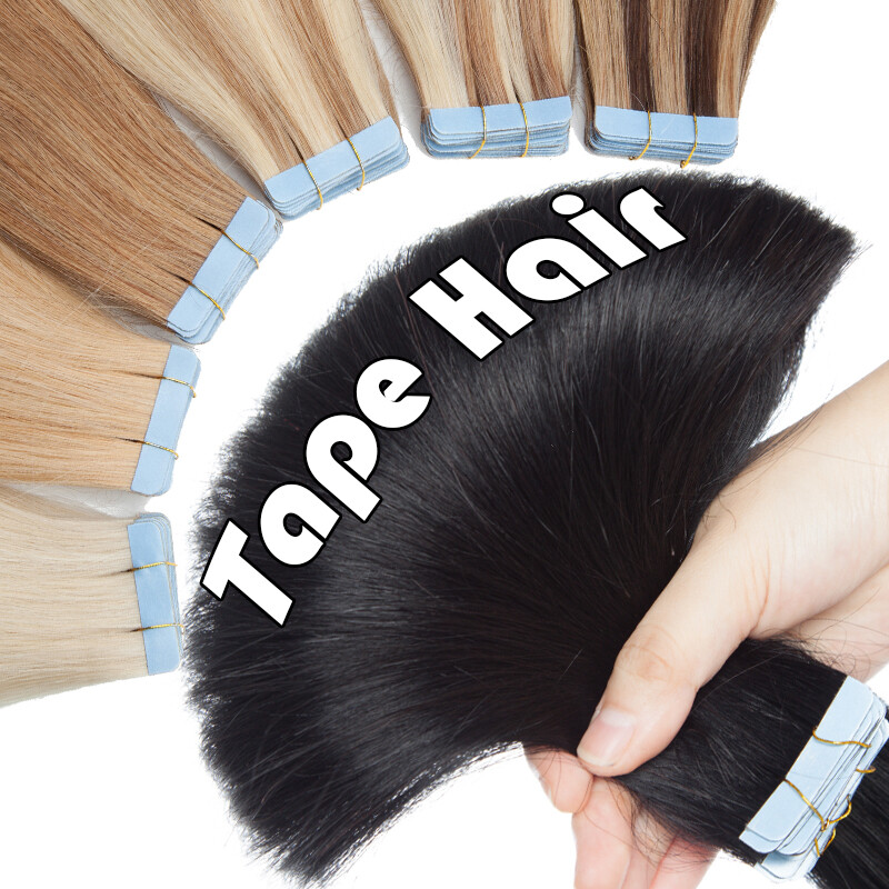8A Thick 10-60pcs Tape in Russian Remy Human Hair Extensions Skin Weft Full Head