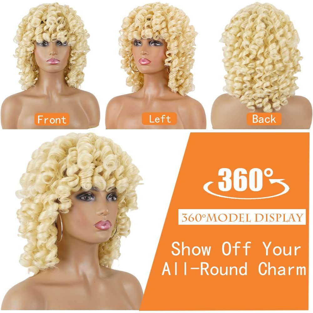 Short Loose Curly Wigs Heat Resistant Fiber Fluffy Weave Curl Afro Synthetic …