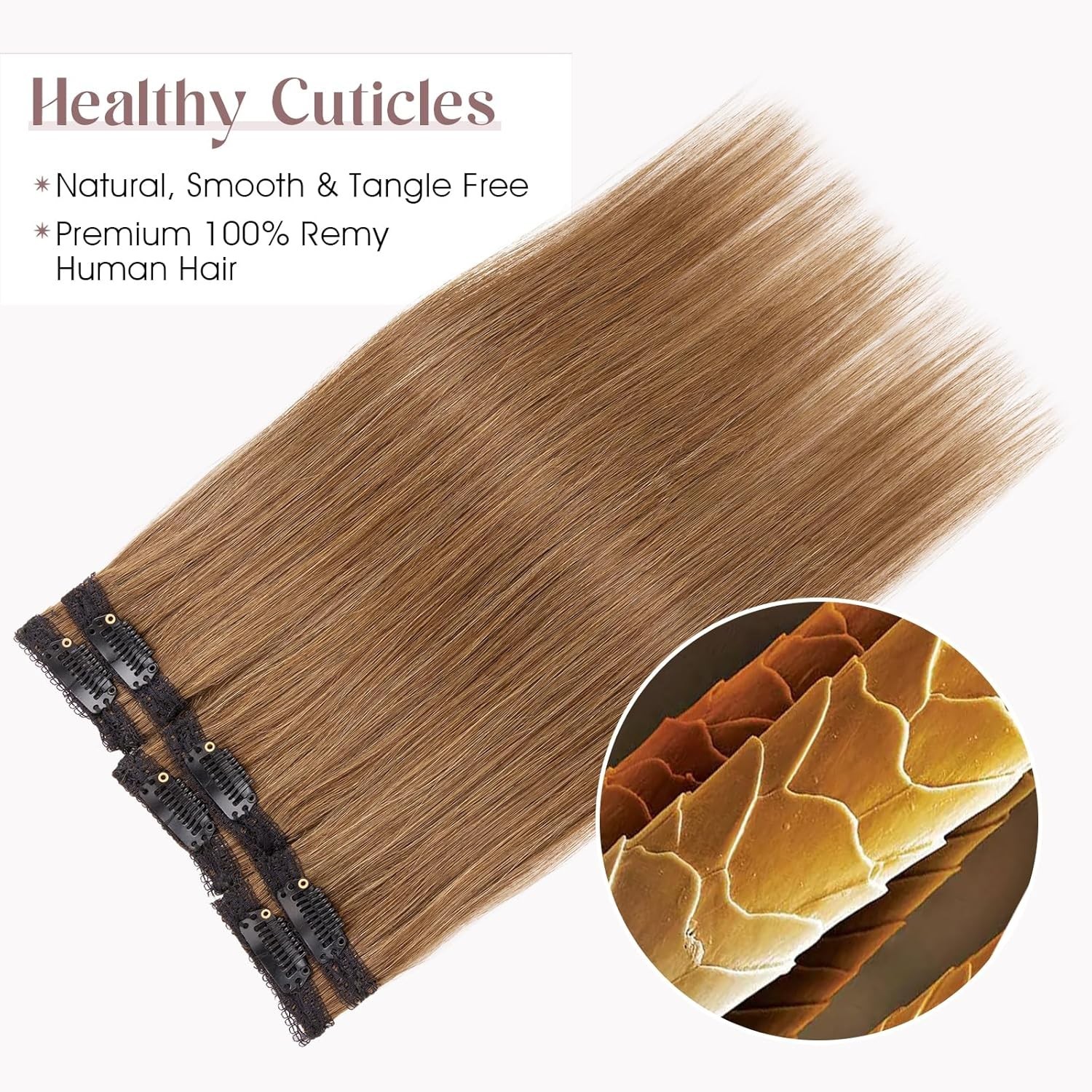 6PCS Clip in 100% Remy Human Hair Extensions Lace Weft #4 Mocha Brown 14 inch