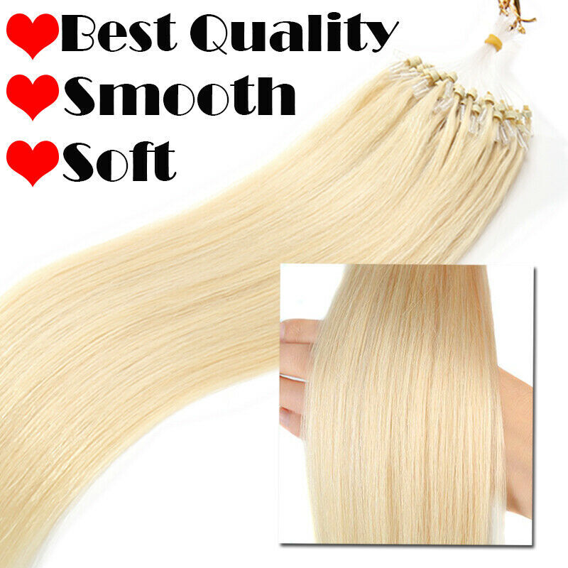 Micro Loop Real Human Hair Extensions Micro Ring Bead Link Remy Highlight Blonde