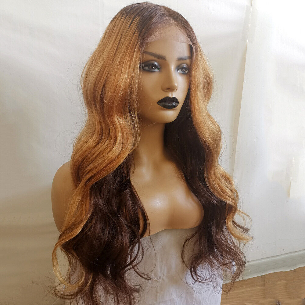 Ombre #4/#27 Brazilian Hair 4X4 Lace Closure Wig 5.5X4.5 PU Silk Top Closure Wig