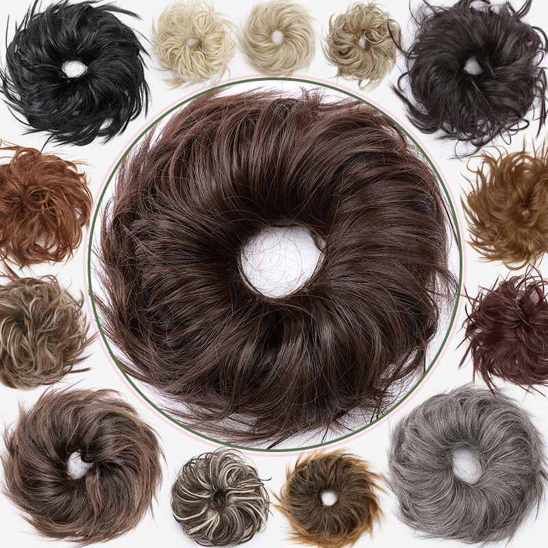 Large Messy Bun Scrunchie Hair Extensions Ponytail Blonde Hair piece As Human US