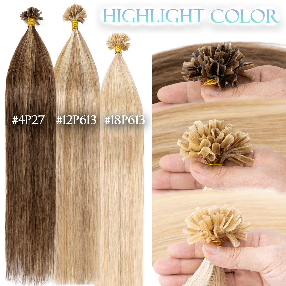 Nail U Tip THICK Keratin Real Remy Human Hair Extension 16-24 Thick Russian Glue