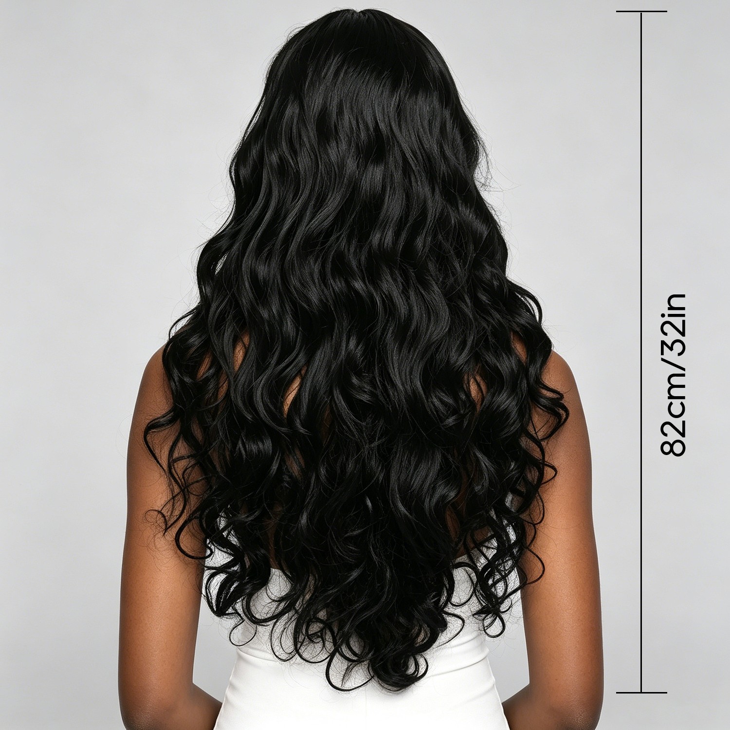 32in Heat-Resistant Fiber‌ Front Wigs Womens Long Curly Lace Wavy Hair Wig Black