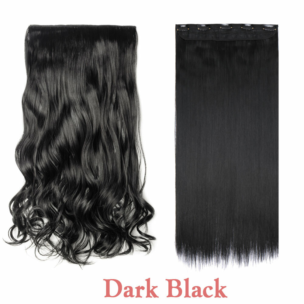 Real as Human Curly Straight Hairpiece 5Clips One Piece Clip in Hair Extensions