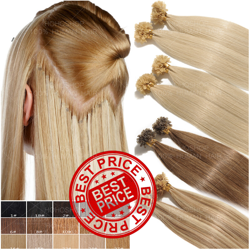 Russian THICK Pre Bonded U-Tip Nail 100% Human Remy Hair Extensions Glue Keratin
