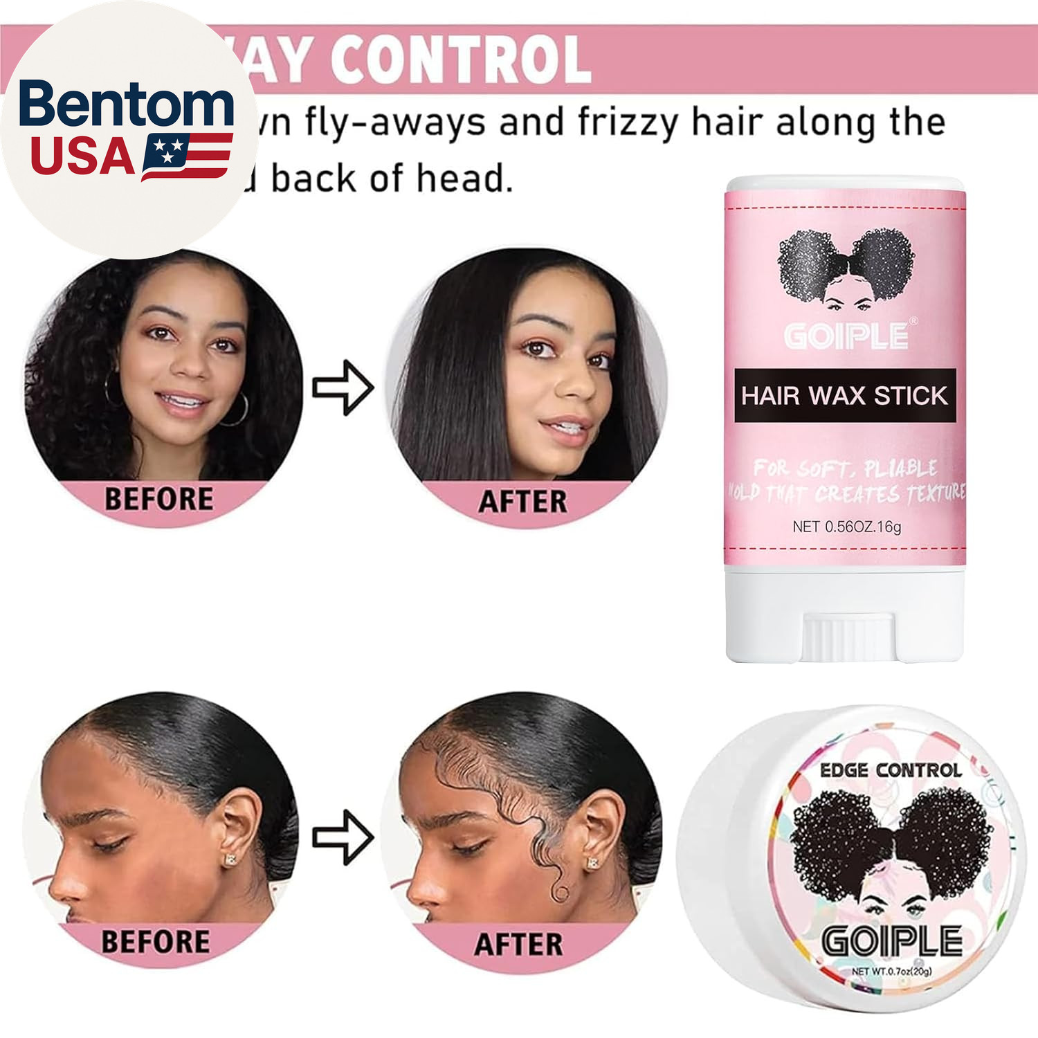 Wig Glue 1.28OZ, Waterproof Lace Front Adhsive for Wigs with Tools and Hair Wax