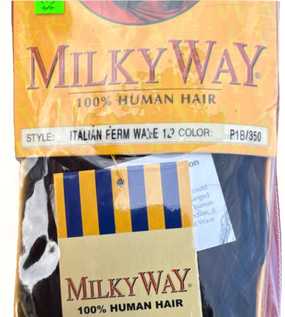 milky way italian perm wave 100% human hair weave, 12 in, color p1b/350