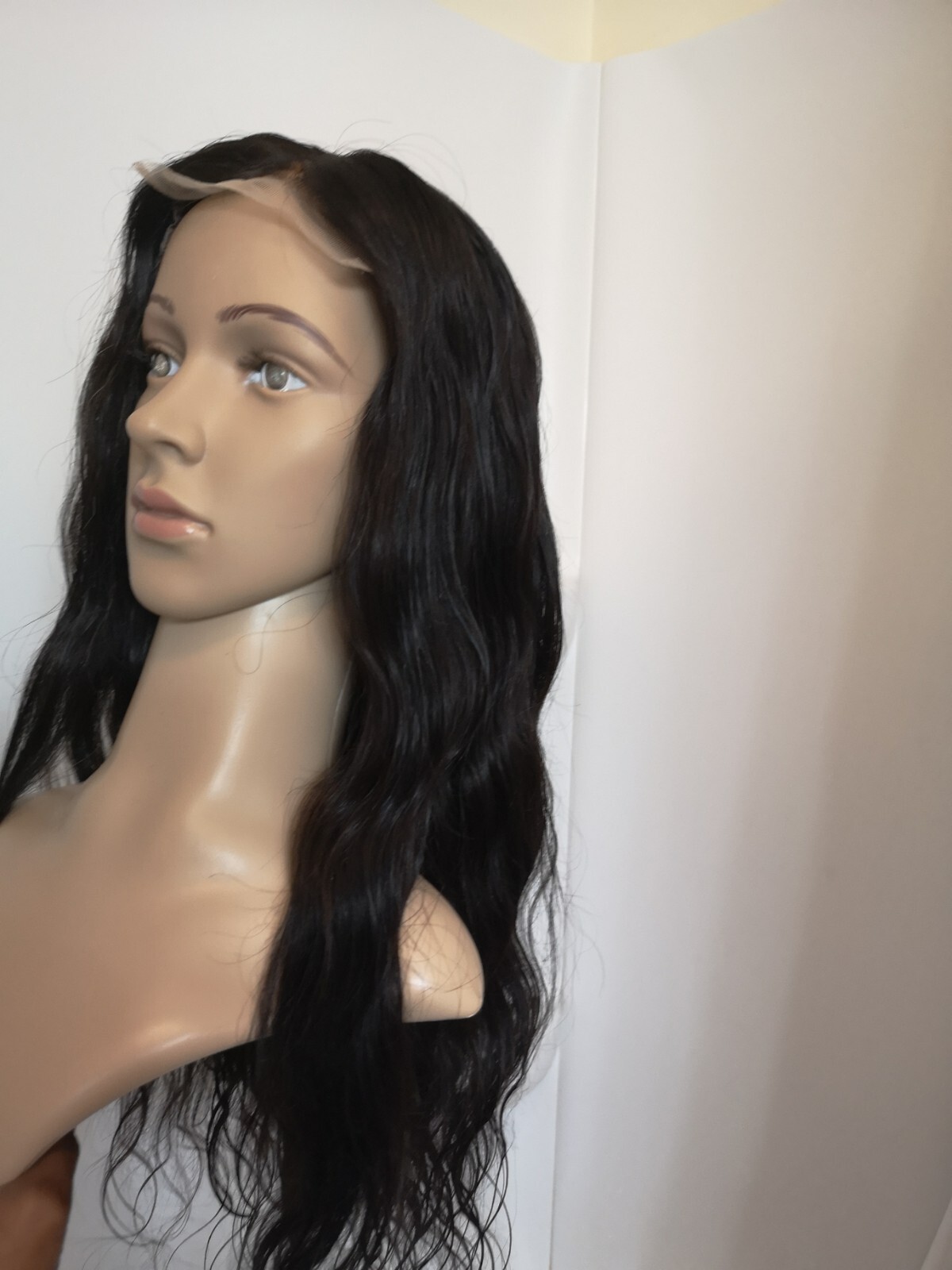 Custom High Quality Sexy 22”Human Hair 4×4 Swiss Front Lace Wig 1B