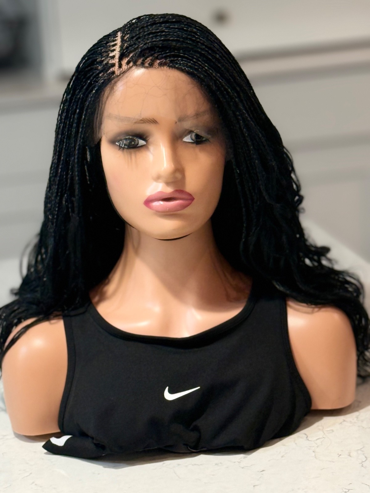 Braided French curls wig. Three tone wavy wig. Made on a full lace wig. 18”long.