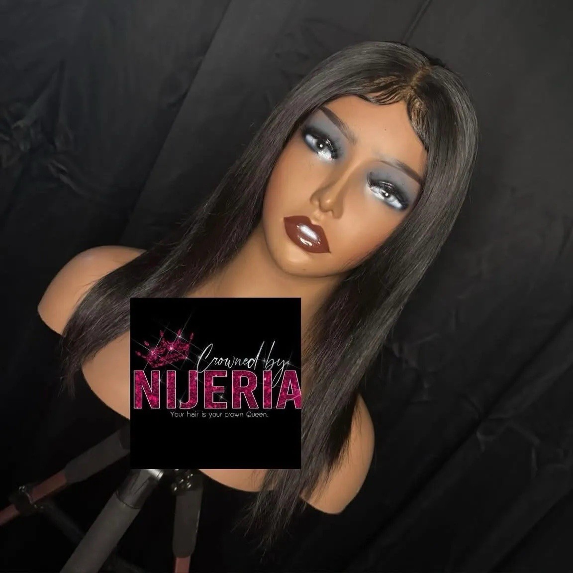 18inch Straight Middle Part Jet Black 100% Human Hair 4×4 inch Lace Closure Wig