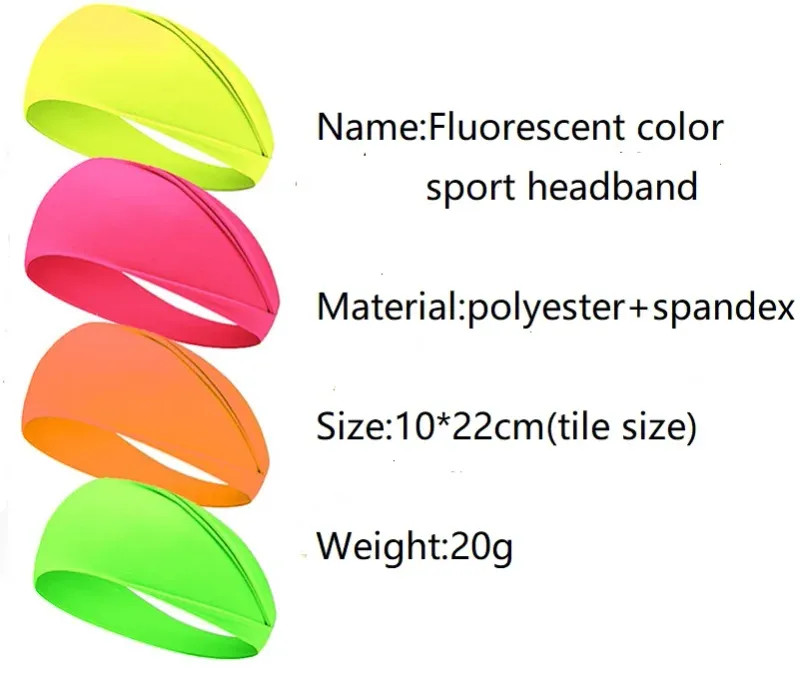 Fluorescent Sport Headband Yoga Sweat Absorbing Wide Elastic Hairband