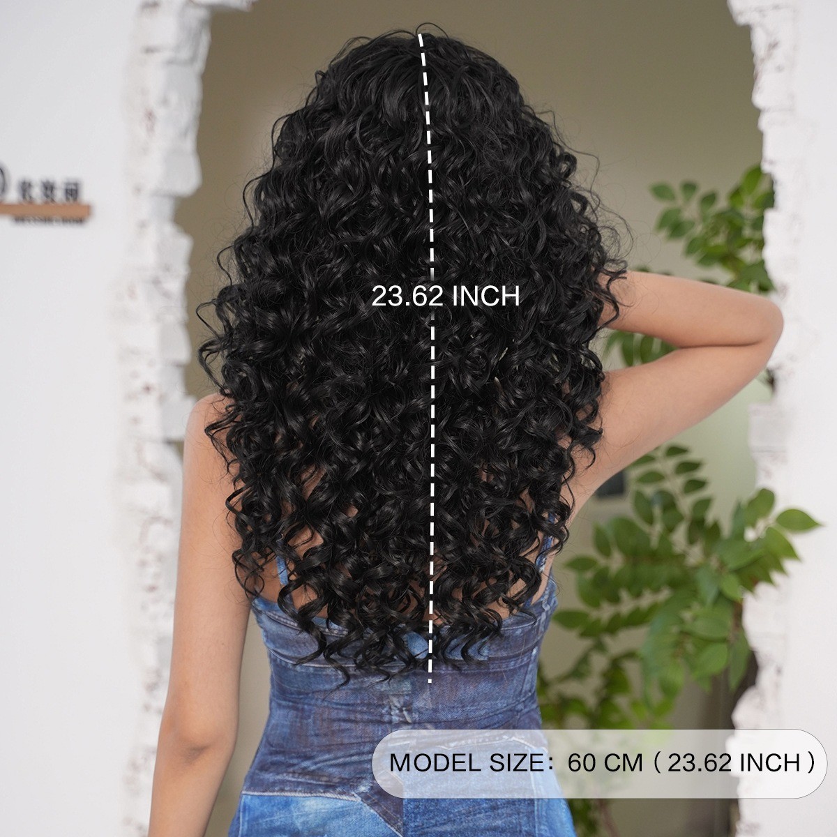 Black spring coil wig with deep wavy long hair for black people with air bangs