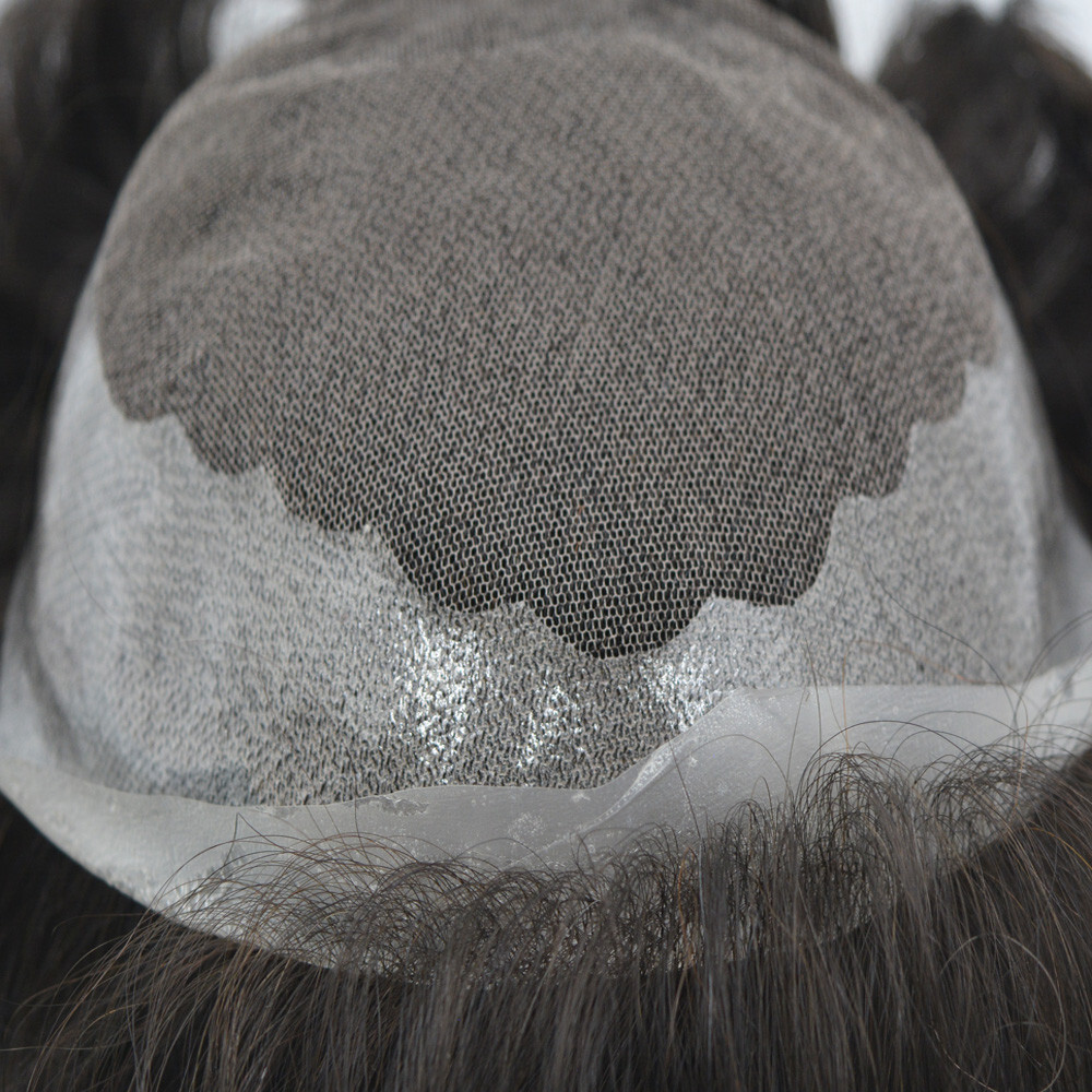 Durable Toupee Hairpiece Lace Skin Hair System For Men Natural black 1b#