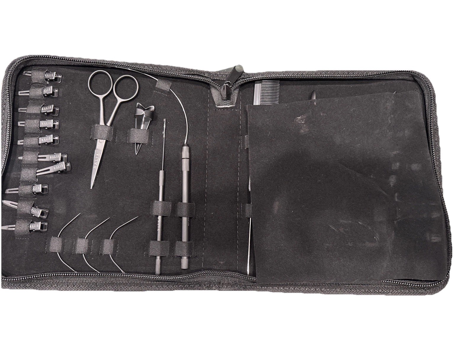 NEW-Professional Hair Extension Premium Kit-Pliers,Needle,Clips,Scissors, W/Case