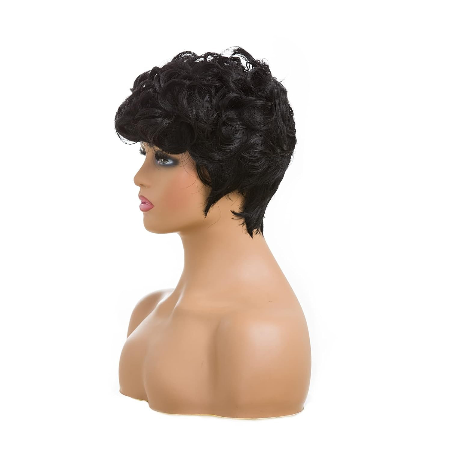 Natural Black Short Pixie Wig with Bangs for Black Women