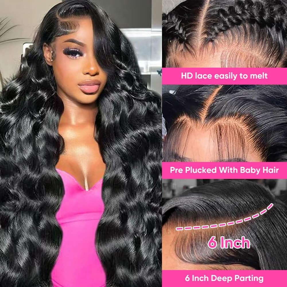 20 Inch Body Wave Lace Front Wig 13×6 HD Lace Human Hair Pre Plucked Brazilian