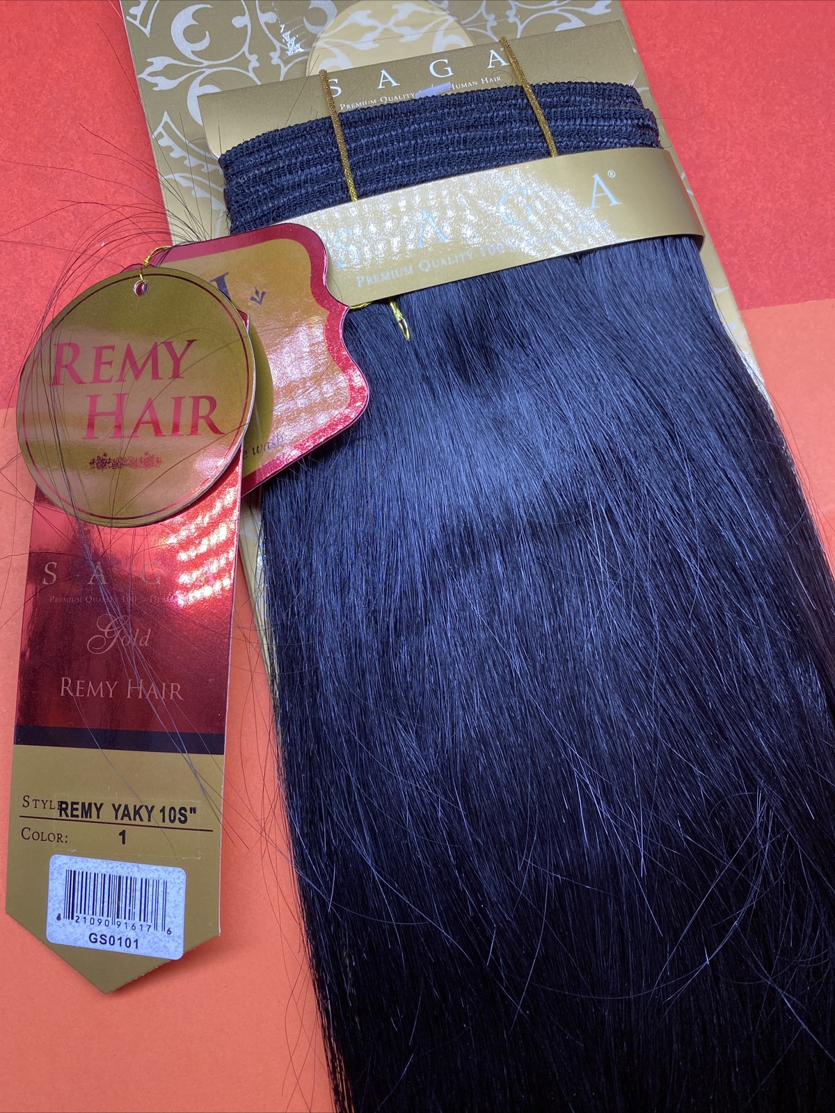 SAGA GOLD YAKY 10S”_#1_100% HUMAN REMY HAIR WEAVE STRAIGHT EXTENSION*