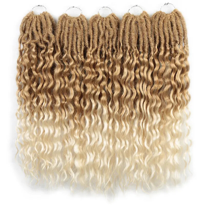 18″ Loose Wave Goddess Locs Crochet Braids Curly Faux Locs Braiding Extensions