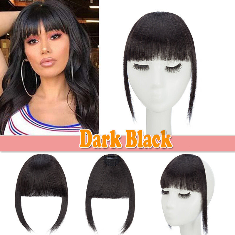 Clip in on Fringe Neat Bangs Thin & Thick As Human Hair Extensions Hairpiece US