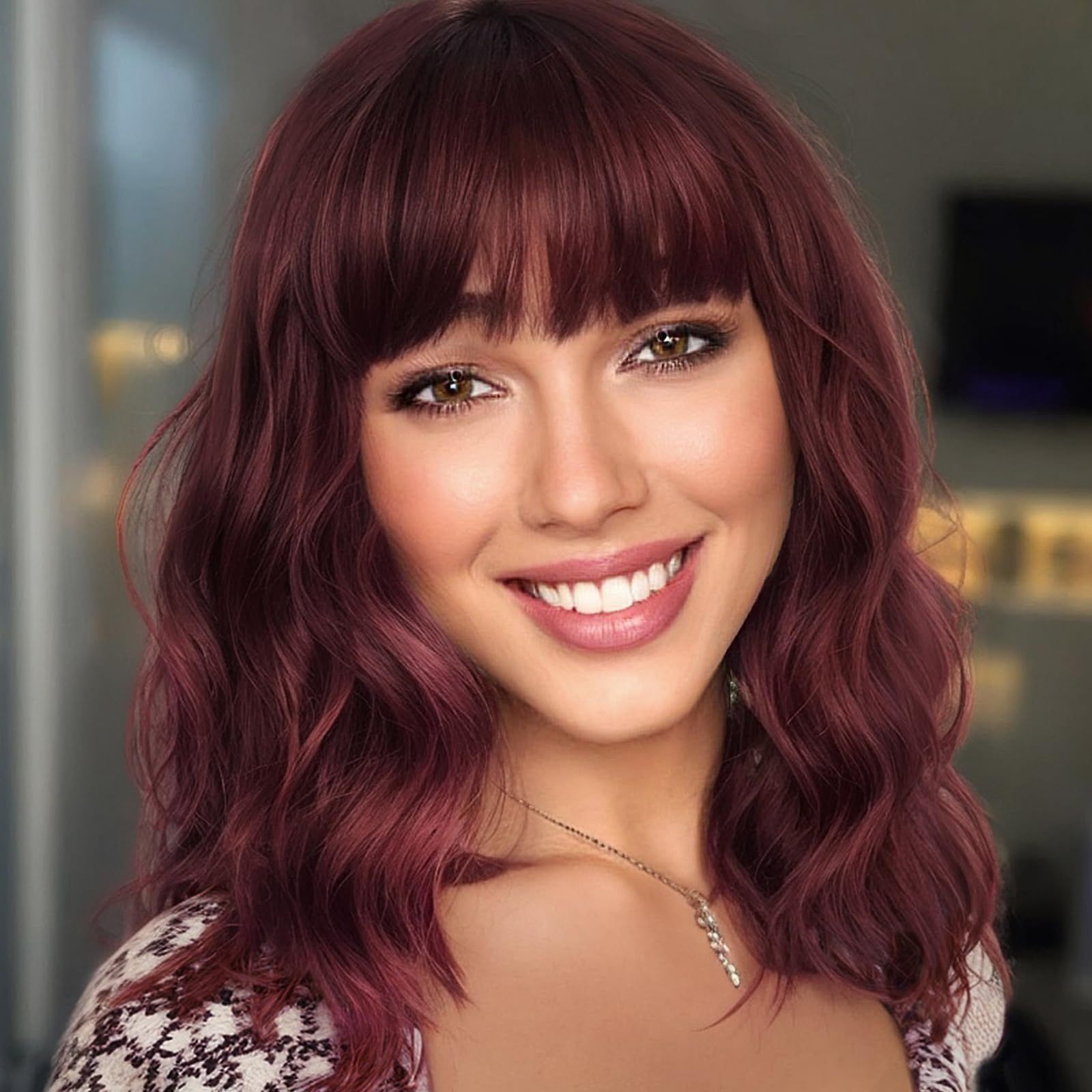 Women Water Wave Curly Cosplay Wig Heat Resistant Synthetic Full Head Wig for