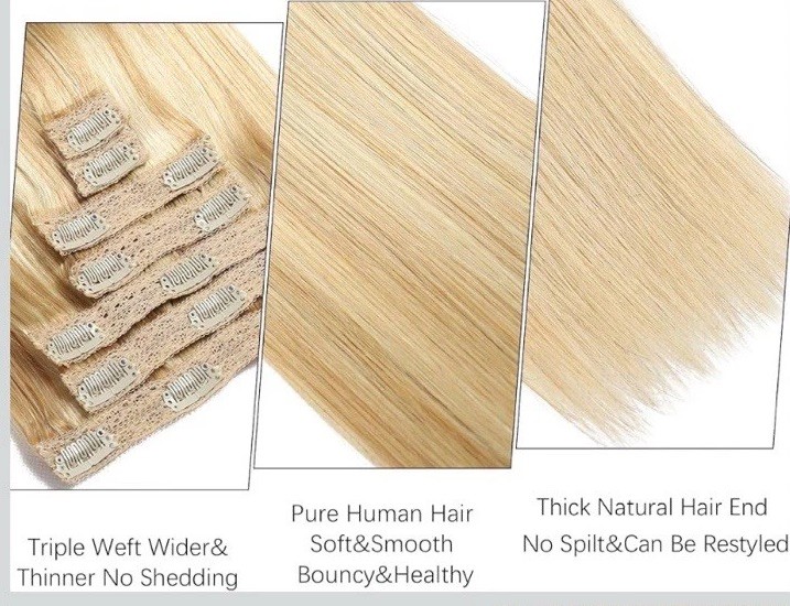 Dalise 24″ Clip In Human Hair Extensions Dirty Blonde Bleach Highlight 7pc 120g