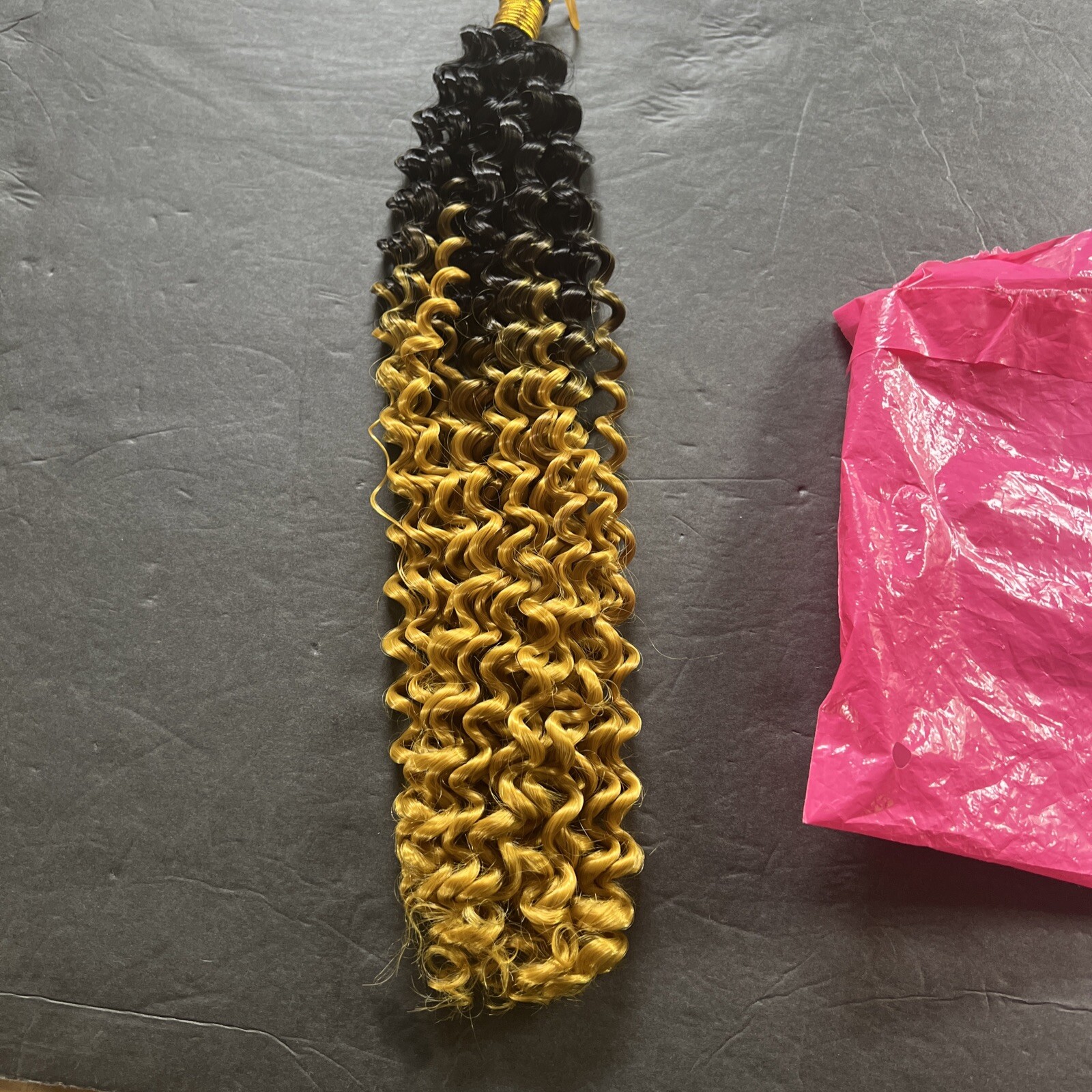 14 Inch Black To Yellowish Blonde synthetic, deep water Wavy Marlybob