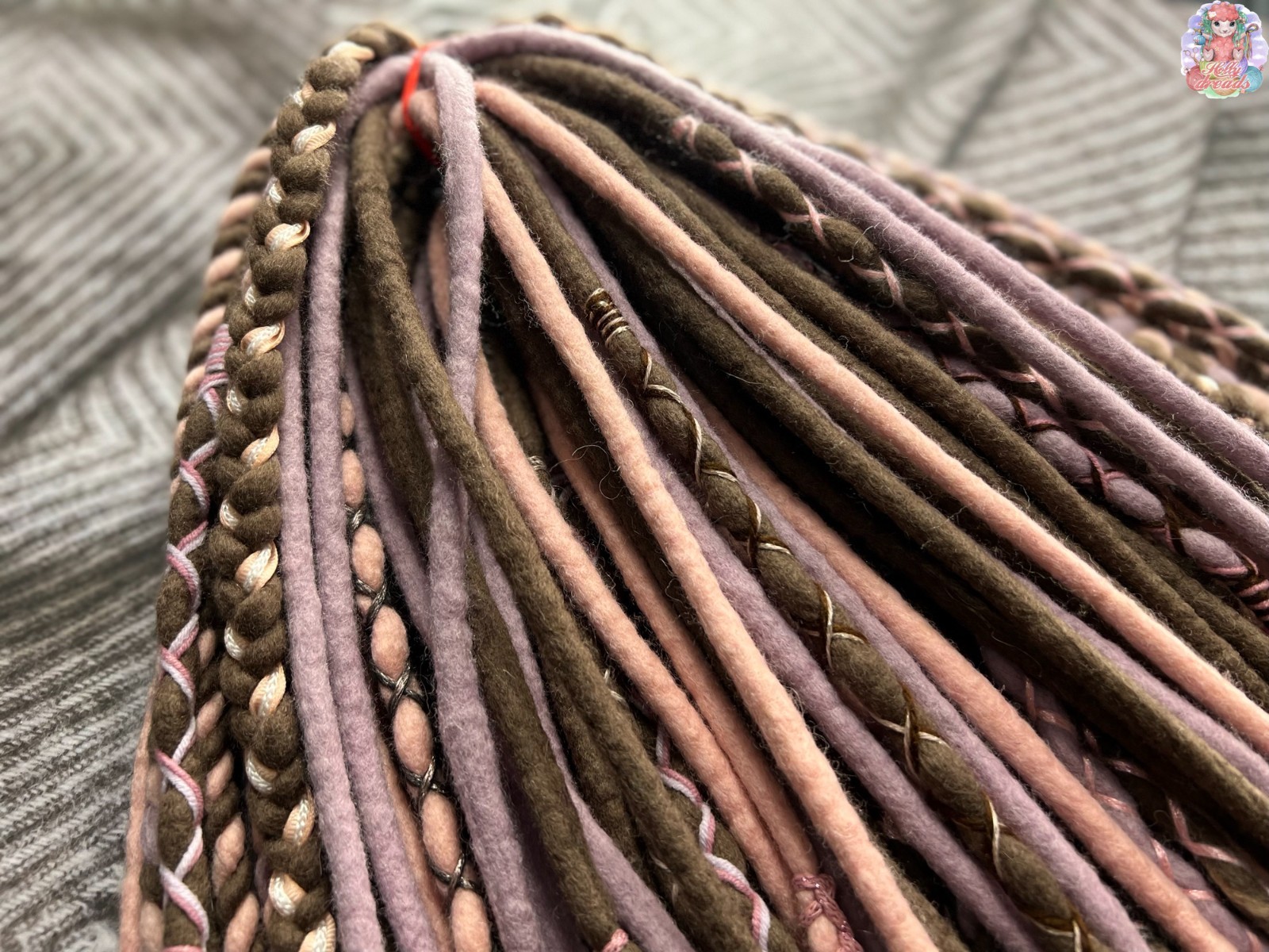 New handmade full Set DE Dreadlocks Wool brown dusty pink hair fall loc ex