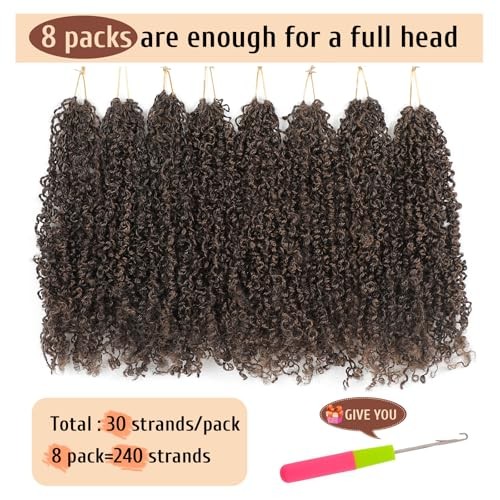 Pre Looped Yanky Twist Crochet Hair 14 Inch 8 Packs 14 Inch (Pack of 8) 1BH30#