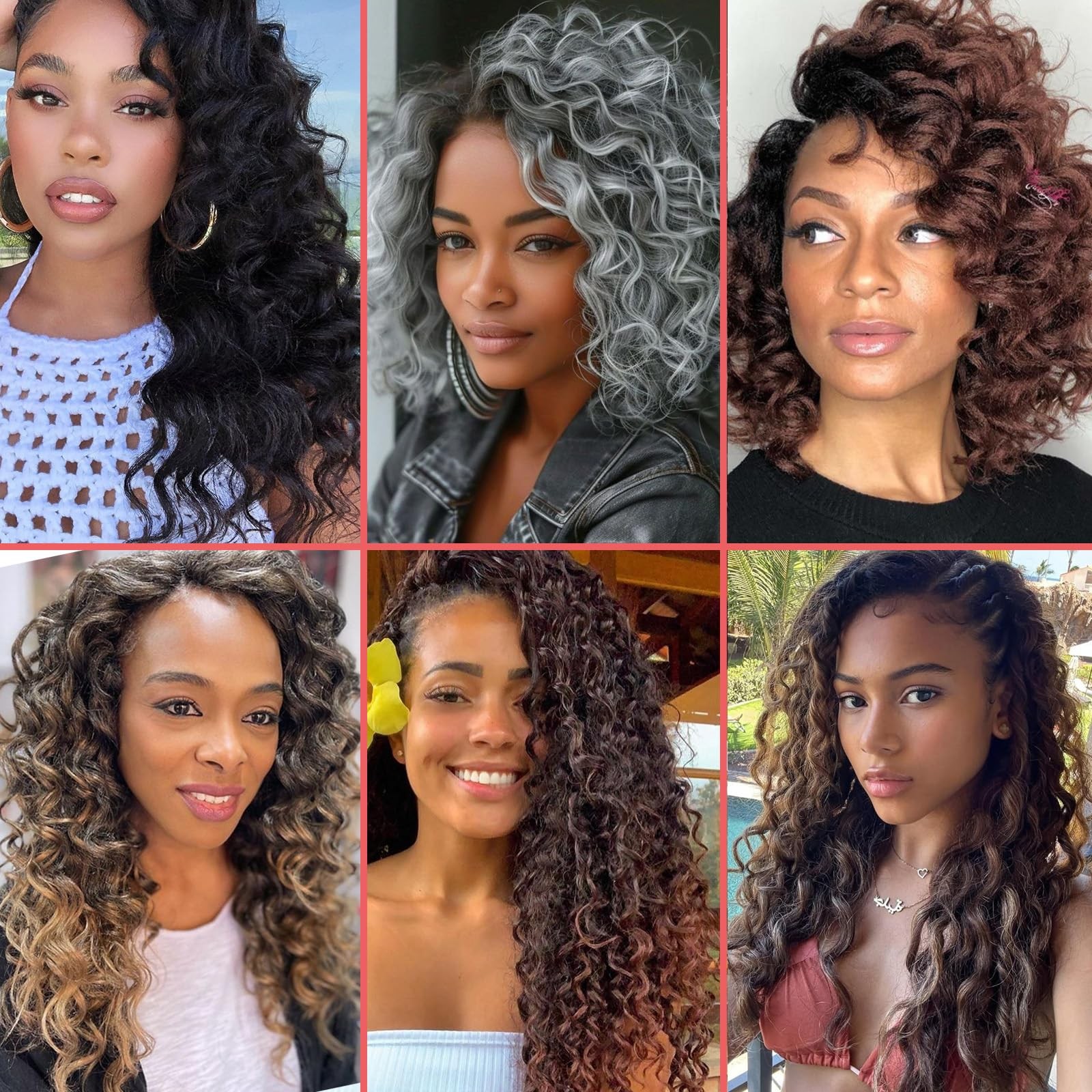 10 Inch 8 Packs Curly Crochet Hair Pre Looped Boho Ocean Wave Crochet Hair Bl.